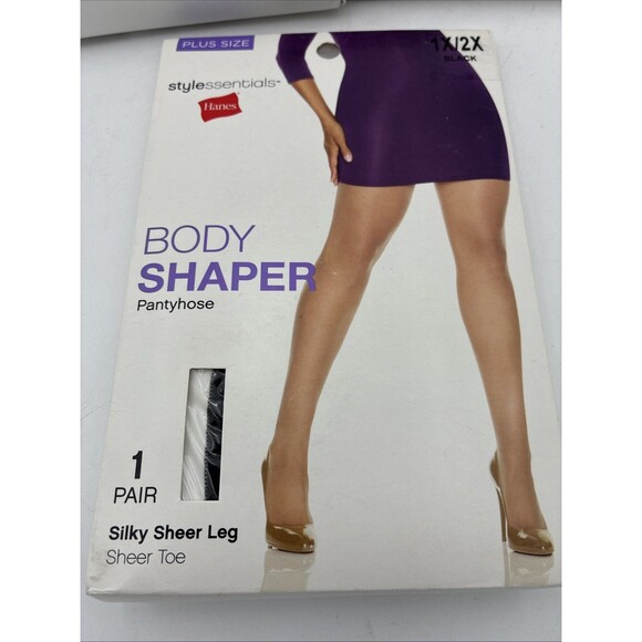 HANES (3 PACK) Style Essentials Body Shaper Pantyhose Women's 1X/2X Black - Picture 2 of 4